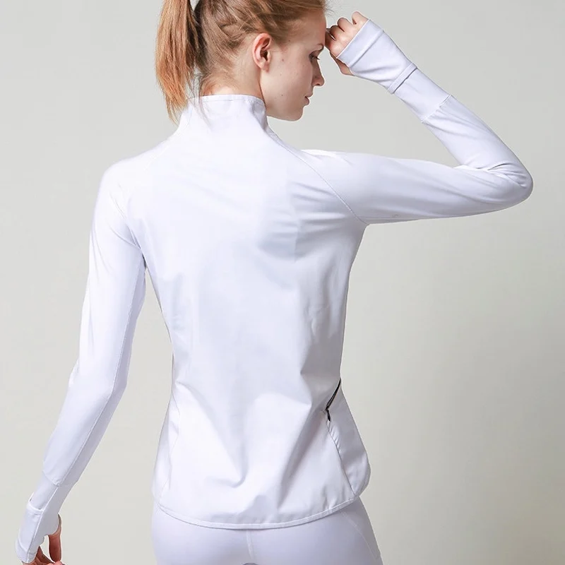 EF Running Sport Jacket Women Yoga Sportswear Gym Sweatshirt Thumb Hole