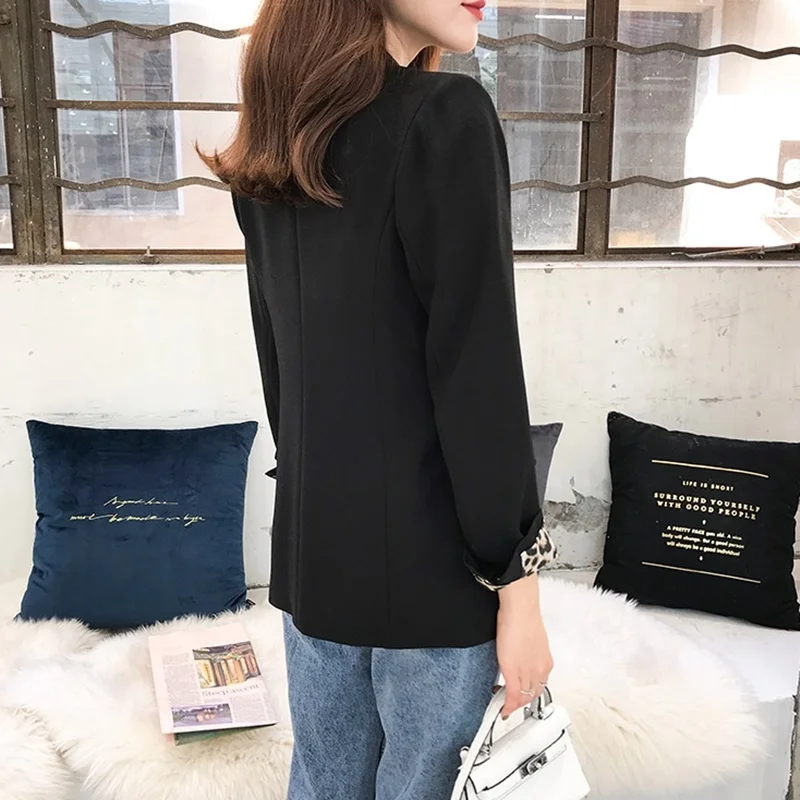 Черные женские блейзеры и куртки Feminino, Весенняя женская офисная одежда, женское короткое пальто, костюм, корейские женские блейзеры DD2036