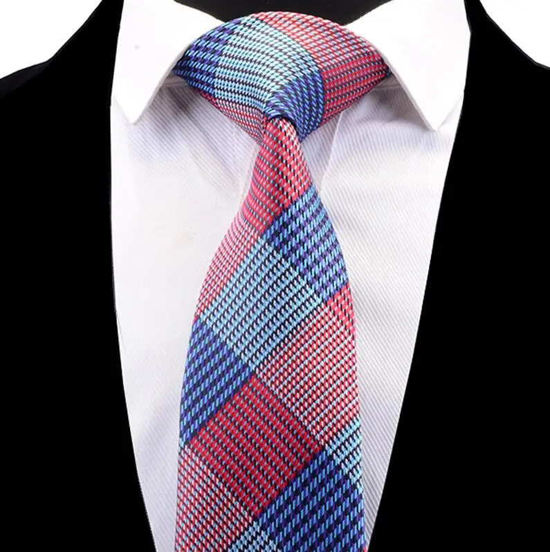 RBOCOTT, дизайн, мужской модный клетчатый галстук, классический галстук в полоску, 8 см, красный, синий, коричневый, галстуки на шею для бизнеса, свадебные аксессуары - Цвет: 14