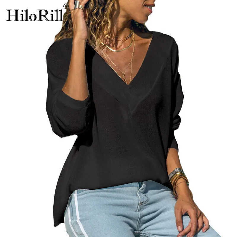 

2019 Autumn Women Knitted Sweaters Casual Solid V-Neck Pullover Sweater Long Sleeve Loose Sweaters Pullovers Jumper Jersey Mujer