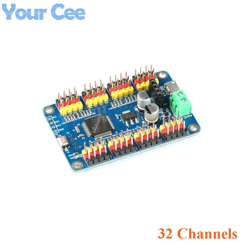 

32 Way Servo Motor Steering Gear Control Panel Controller Board USB Serial Port TTL Wireless Host Computer APP 32 Channels