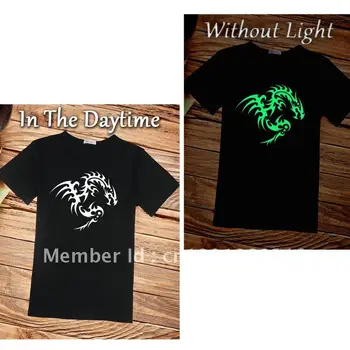 

Chinoiserie fashion T-shirt O-neck t shirt luminous dragon shirt free shipping