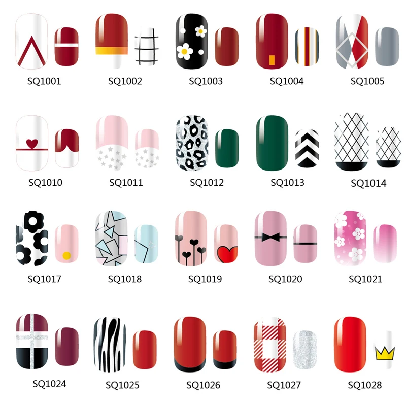 

14 Tips Nail Art Stickers Polish Nail Wraps Decals Adhensive Full Cover Foils Tip Nails Super Thin SQ Series