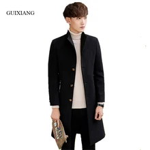 New arrival style men boutique long woolen overcoat men’s high quality stand collar solid slim trench jacket dress size M-4XL