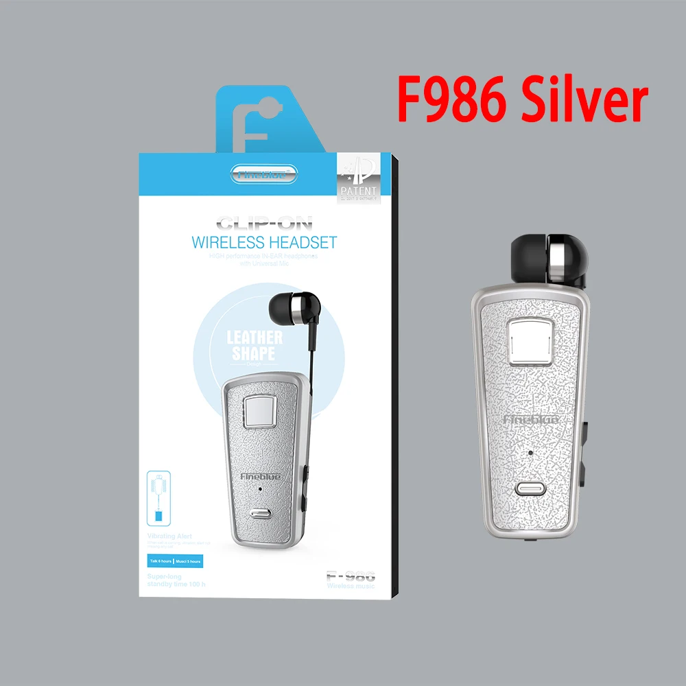 Fineblue F986 Новые Bluetooth наушники-вкладыши с микрофоном гарнитура мини беспроводные наушники вибрация, чтобы напоминать - Цвет: Retail Box Silver