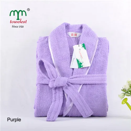 Марки халат- хлопок банный халат унисекс твердых халат Spa банный халат пижама толстый длинный ночной сорочке пристально Ожоги являются единственным видом травм - Цвет: purple
