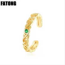 925 sterling silver fashion retro vine pattern natural emerald opening ring female J0340 925 sterling silver fashion retro vine pattern natural emerald opening ring female J0340