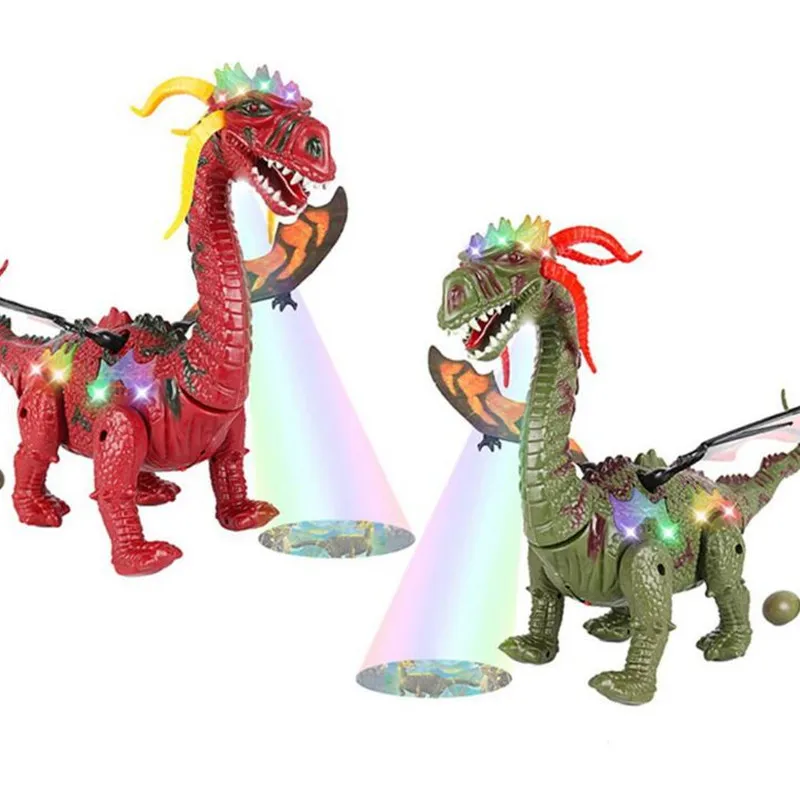 

Red/Green Electric Walking Dinosaur Dragon Toy Lay Eggs Projection Lights Roar Sounds Boy Kids Christmas Gifts Children Toys