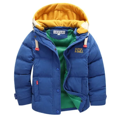Г. Детская теплая куртка зимняя верхняя одежда для детей Повседневная теплая куртка с капюшоном для мальчиков, водонепроницаемая одежда От 6 до 14 лет теплые пальто для мальчиков - Цвет: Синий