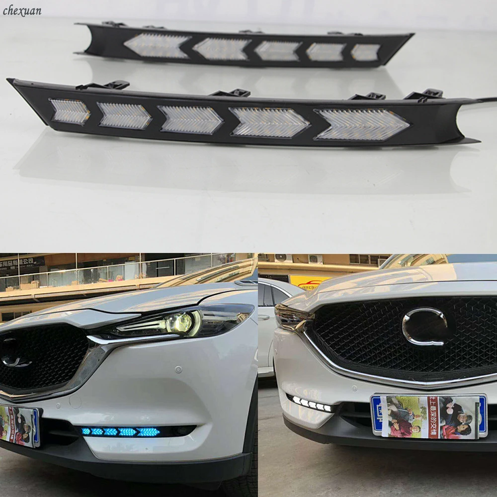 

CSCSNL 1 set For Mazda cx-5 cx5 2017 2018 2019 LED with turnning yellow signal 12V Fog Lamps DRL Daytime Running Lights