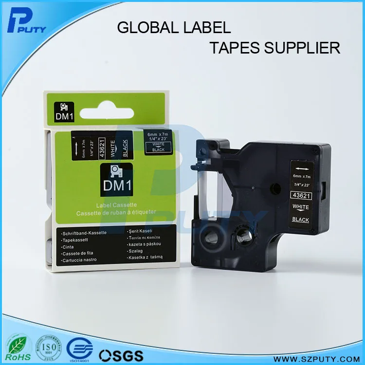Durable DYMO D1 label cassette 43621 6mmx7m White on Black D1 tape
