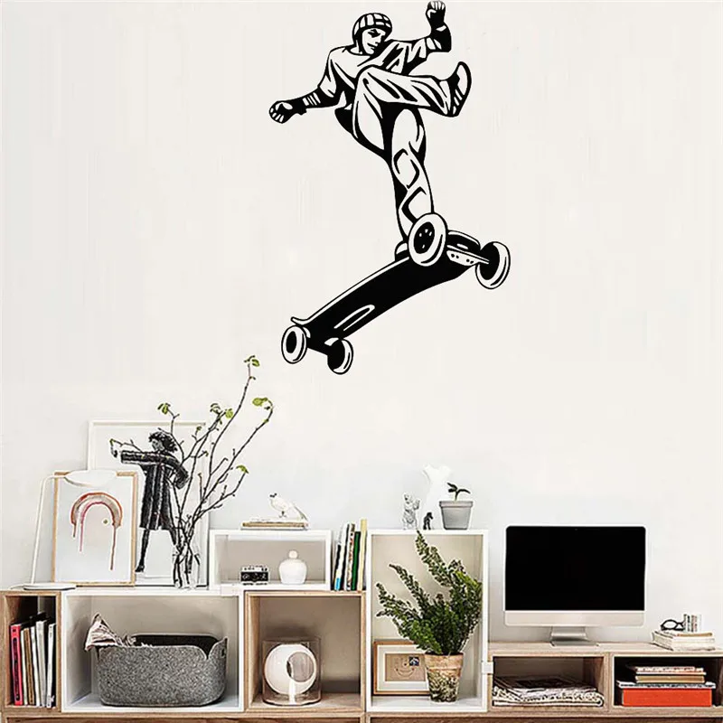 Skateboard Ride Wall Decals Kid Fun Teenager Bedroom Interior Wall Decorative Mural Sport Room Creative Decor Wall Sticker