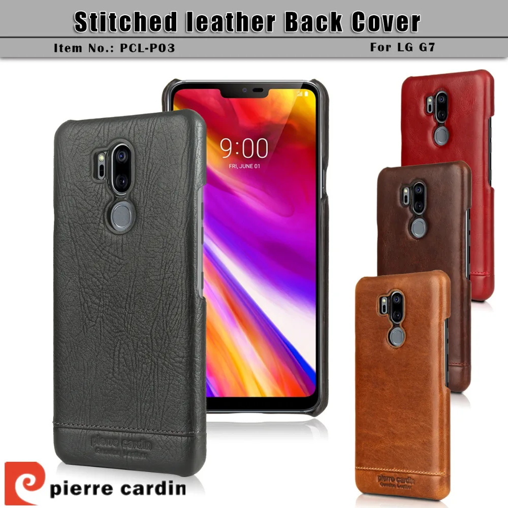 

Pierre Cardin Hot Sale Ultrathin Genuine Leather Hard Back Cover For LG G7 ThinQ lgg7 Luxury Leather Phones Case Free Shipping