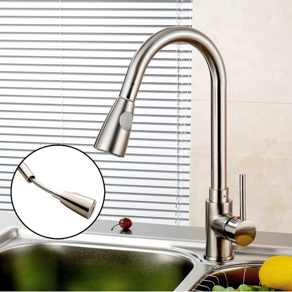 

Modern Design Home Kitchen Single Handle Faucet Durable Deck Mounted Water Tap Kitchen Faucet Easy To Install Champagne color