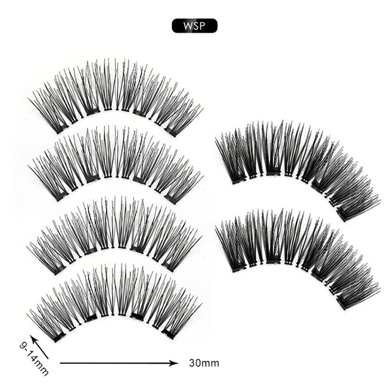 New 2 Pair 4 Magnetic False Eyelashes natural 3D Reusable magnets handmade magnetic lashes natural Mink eyelashes magnet lash