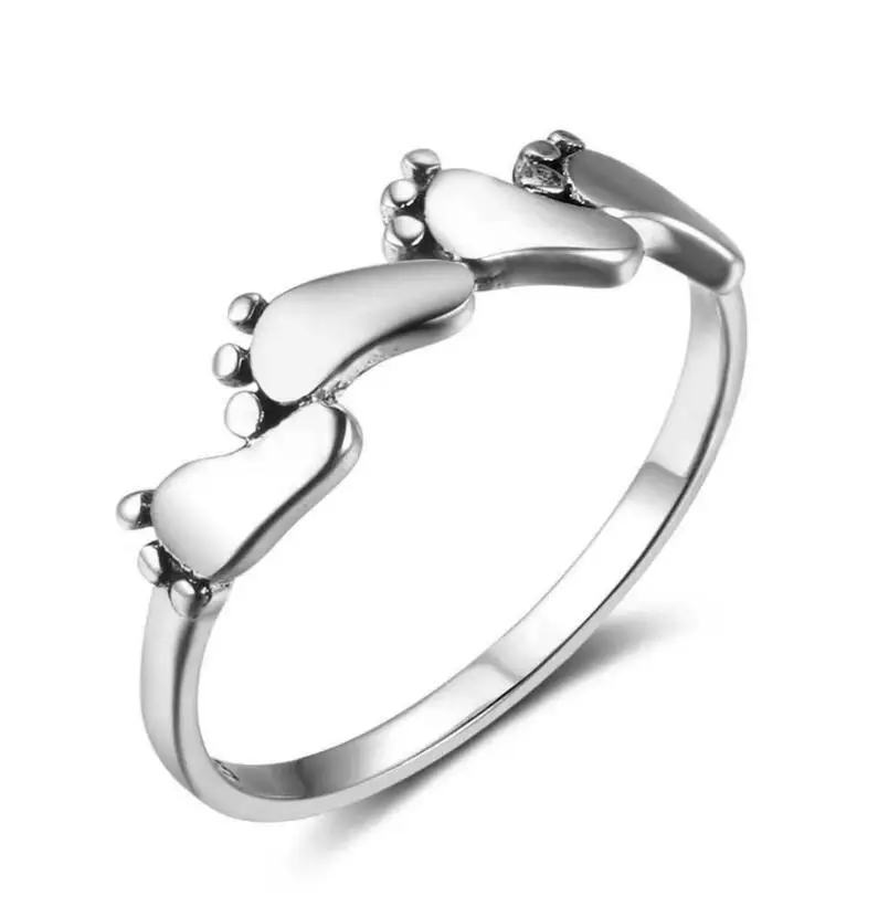 Baby Jewelry 925 Sterling Rings Baby feet Ring New Baby Foot Jewelry