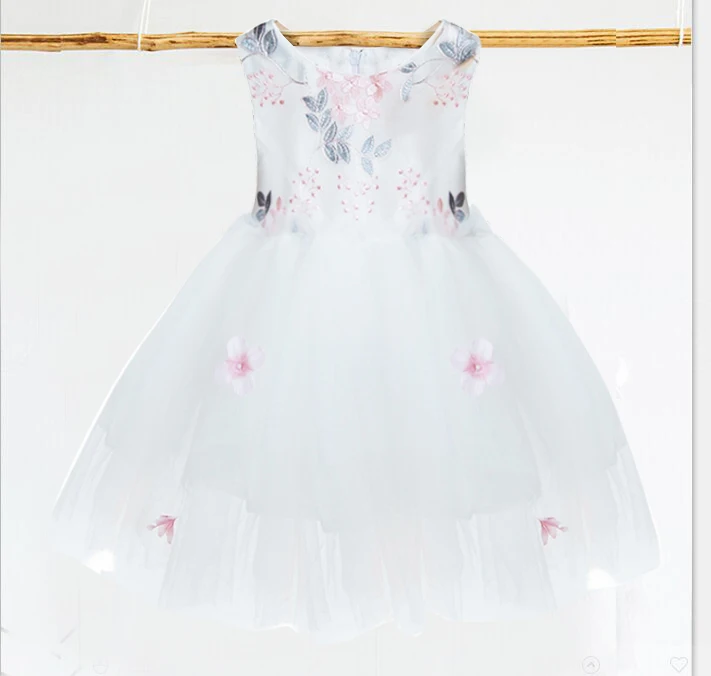 Детские платья принцессы для маленьких девочек; нарядное бальное платье на свадьбу; Летние вечерние платья с блестками и рукавами для девочек - Цвет: White 1