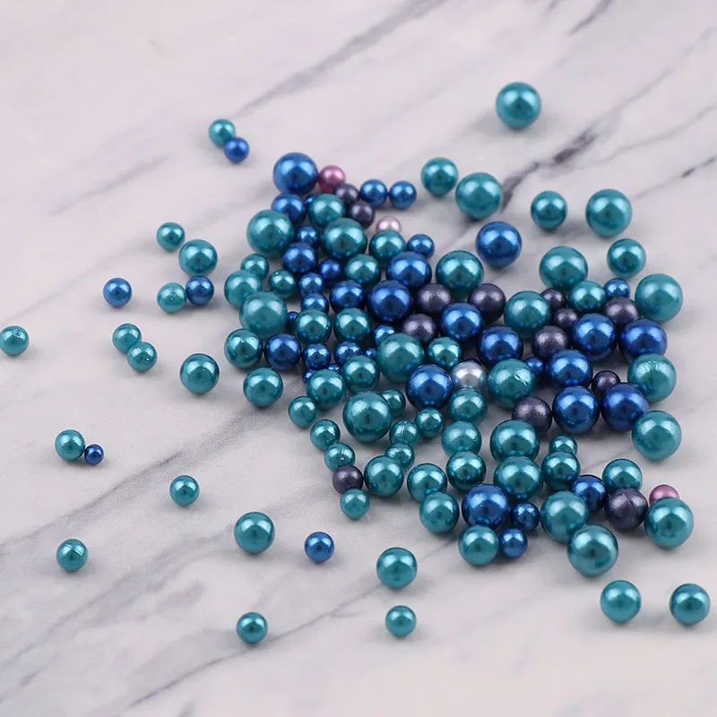 3-6 мм без жемчуг с отверстиями круглые бусины темно-синие серии смешанных размеров имитация для украшения ногтей DIY