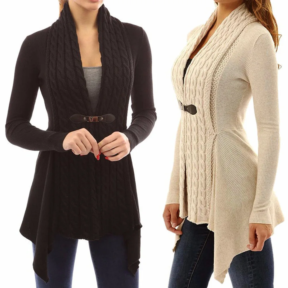 Негабаритный женский осенне-зимний вязаный свитер с длинным рукавом Асимметричный длинный кардиган пальто Топы уличная одежда свитер размера плюс ZC2208