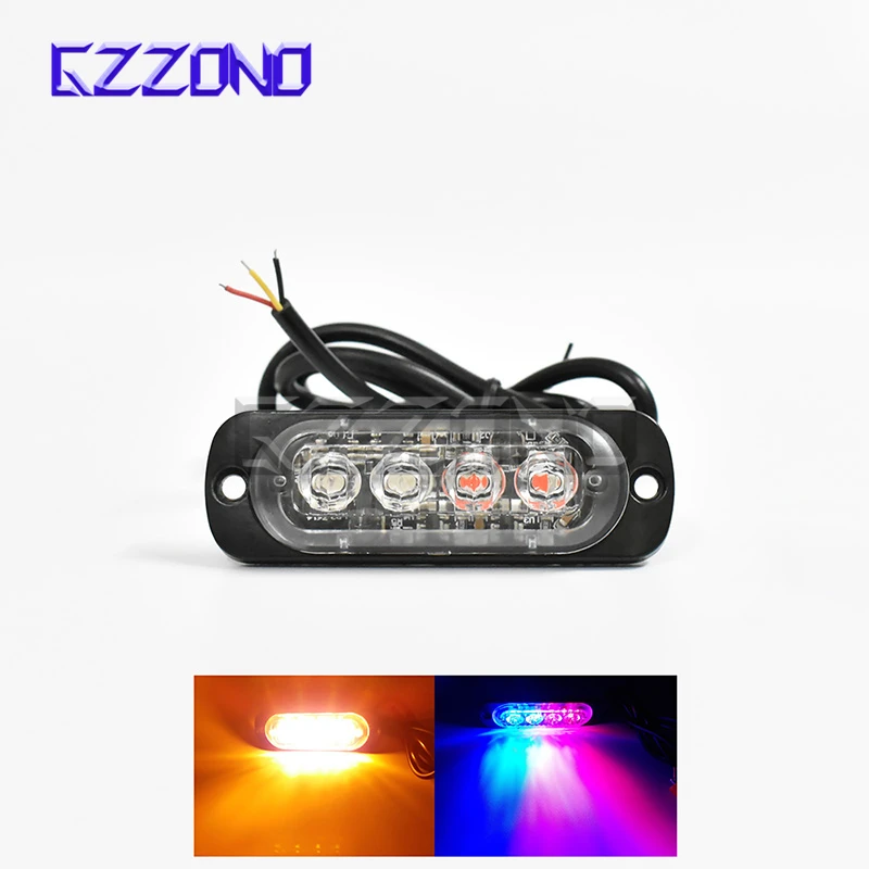 

12V24V 4 Led Strobe Warning Light Strobe Grille Flashing Lightbar Pickup Truck Car Beacon Lamp Amber Yellow White Traffic Light