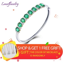 LOVERJEWELRY Solid 18Kt Au750 белый золотой овальной формы зеленый изумруд свадебный браслет блестящие бриллиантовые ювелирные изделия для женщин Рождество