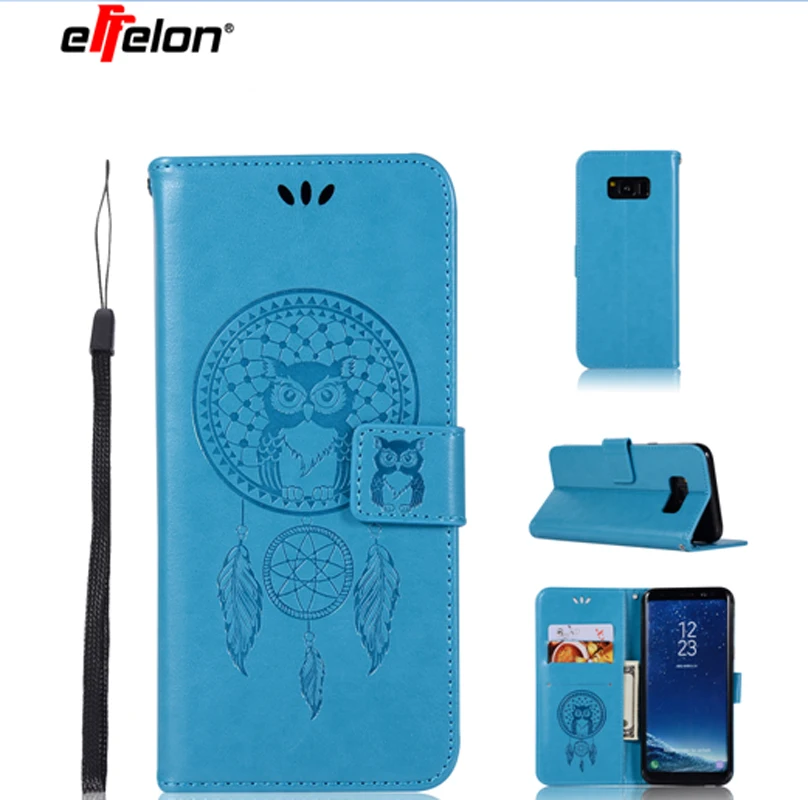 

effelon NewCase For Samsung Galaxy S8 Plus S8+ PU Leather Case Stand Function Card Holder Embossed Owl Magnetic Flip Wallet Case