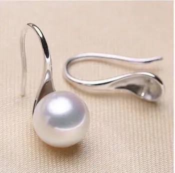 

>>>noble jewelry NEW AAA 9-10mm Freshwater Drop Pearl Earring 925 silver