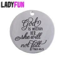 God is within HER,she will not fall Stainless Steel Charms 25mm High Polish Mirror Surface Jewelry Pendant Tag 20pcs God is within HER,she will not fall Stainless Steel Charms 25mm High Polish Mirror Surface Jewelry Pendant Tag 20pcs