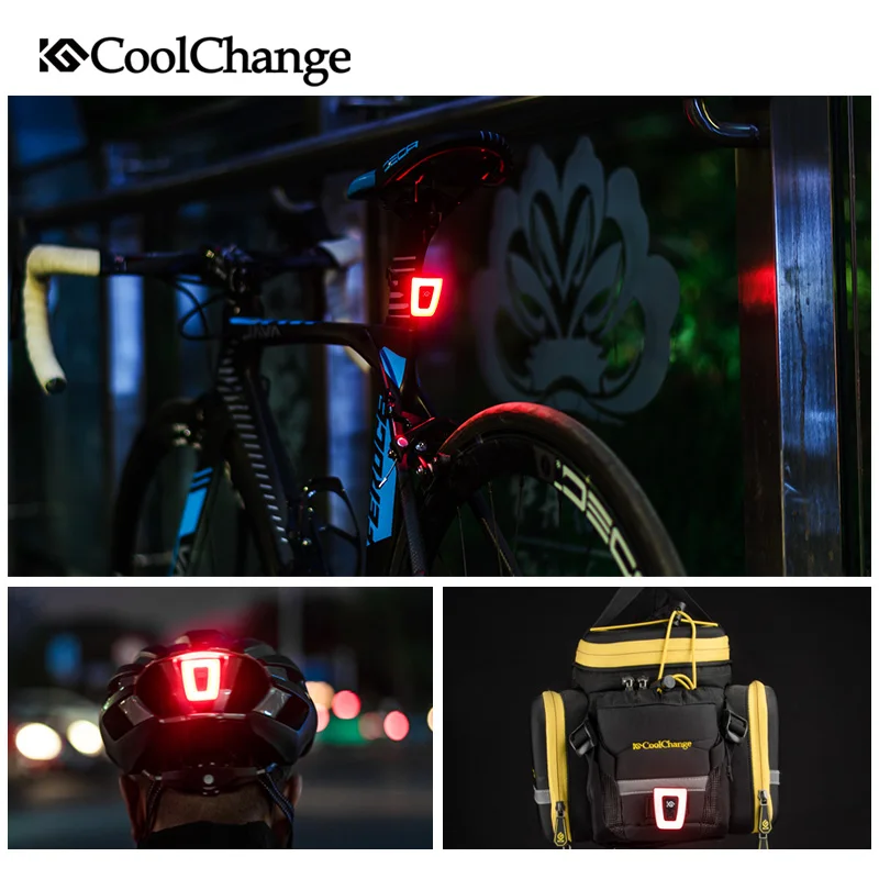 Sale CoolChange Bicycle Light Multifunctional Ultralight USB Chargable Cycling Helmet Bike Rear Light Safety Night Bike Accessories 2