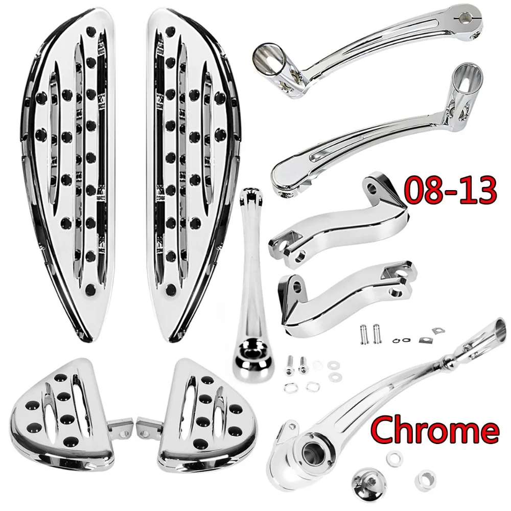 

Chrome Front+Rear Shallow Cut Floorboards&Shift Lever&Brake Shift&Linkage&Rear Passenger Mount For Harley 2008-2013 Touring
