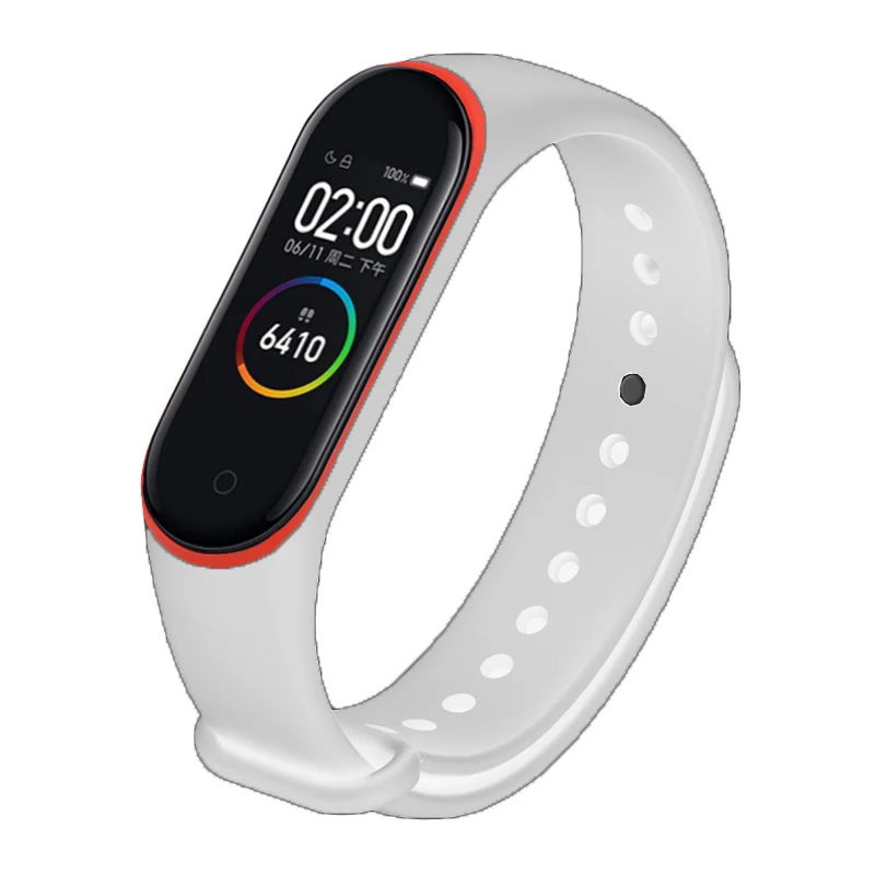 Яркие силиконовые часы, ремешок для Xiaomi mi, браслет 4, браслет для mi Band 4, часы, двойной цвет, сменный ремешок на запястье - Цвет: White red