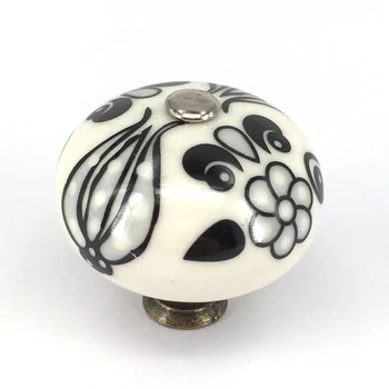 

Black Flower Painted Ceramic Alloy Door Knob Home Kitchen Cabinet Drawer Handles Wardrobe Closet Door Knob Pull With Screw