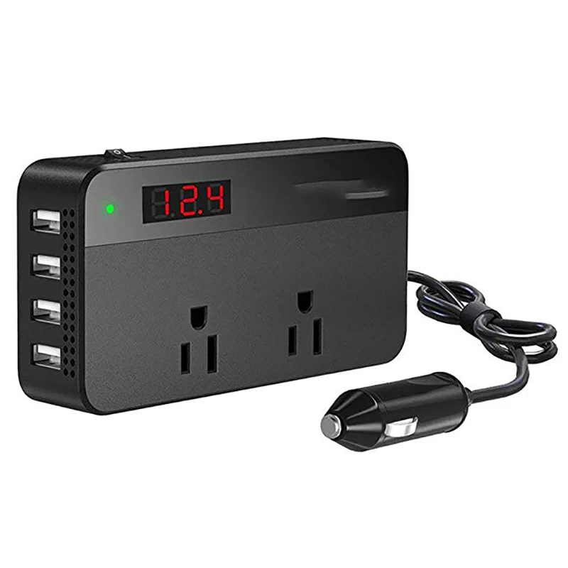 BINYEAE 200 Вт автомобильный инвертор постоянного тока 12 В до 110 AC DC адаптер 4 порта