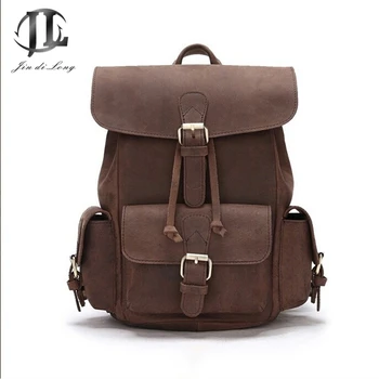 

Backpack Crazy Horse Leather Top Layer Backpack Flap Buckle Computer Backpack