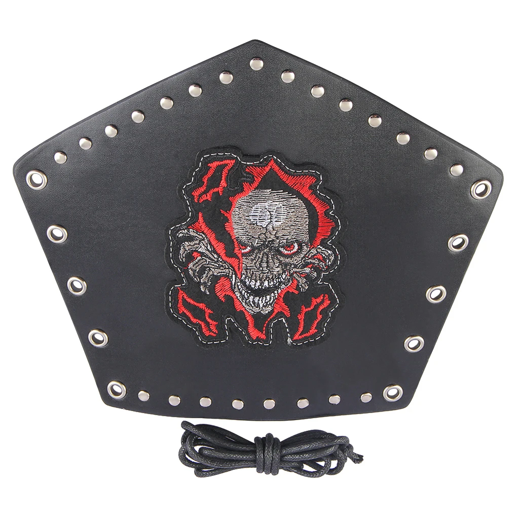 Adults Steampunk Embroidered Winged Skull Bandage Leather Wide Bracer Gauntlet Biker Cosplay Bracelet