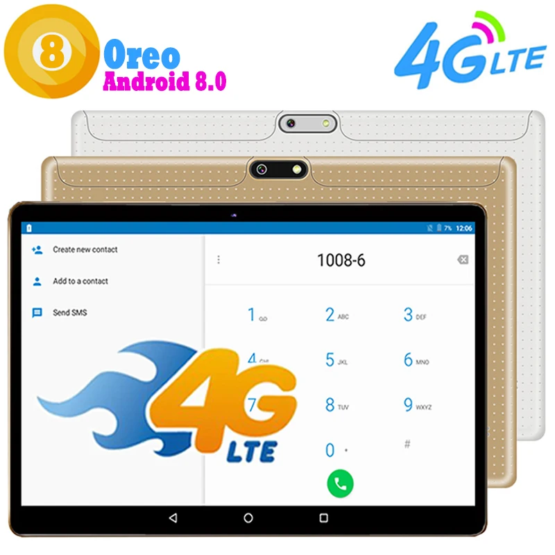 4G LTE 10 дюймов Android 8,0 планшетный ПК 4 Гб ОЗУ 64 Гб ПЗУ 1280*800 ips 5.0MP WiFi A-GPS Восьмиядерный две sim-карты+ подарки