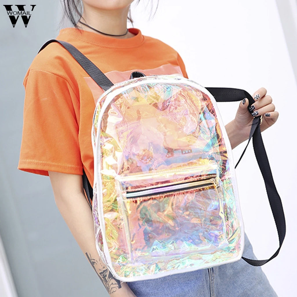 

New Large Capacity Backpack for Women Transparent Jelly Bag Travel Backpacks Female School Bag Student Bag For Girls Mochilas