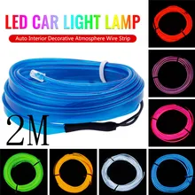 Bande de lumière pour voiture, 2M 12V LED, Flexible, décorative pour intérieur d'automobiles, bande de fil métallique lumière LED pour toutes les voitures DC 12V, nouveau modèle