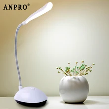 Anpro светодиодный настольная лампа Гибкая Складная Настольная лампа с защитой глаз AAA батарея питание Чтение Книга огни для детей