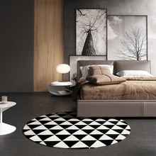 Черно-белая сетка круглый ковер из воловьей кожи ковер пэтчворк спальня гостиная кофе ковер напольный коврик Балконный стул домашний заказ
