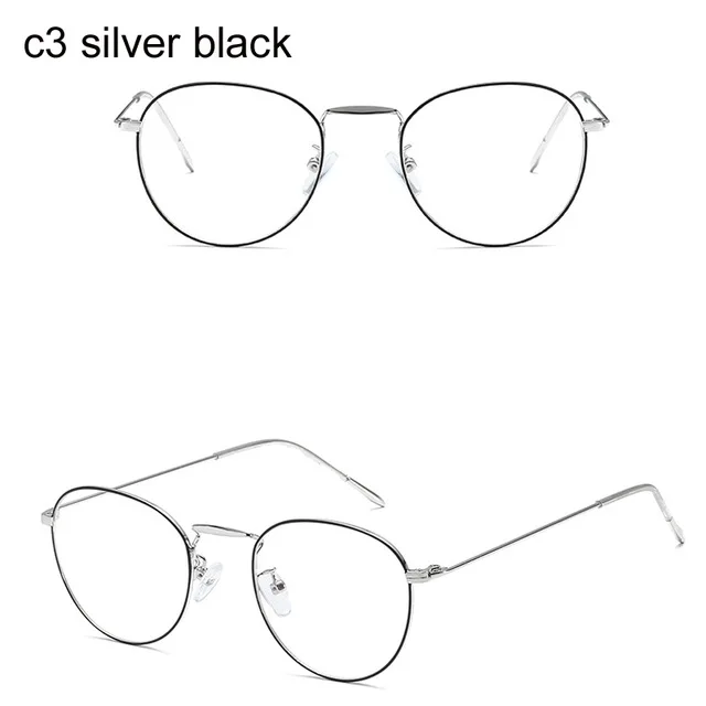 Ультра-светильник, женские круглые металлические очки, оправа, модные женские прозрачные линзы, синий светильник, очки, поддельные очки, оправа для очков - Цвет оправы: Silver black