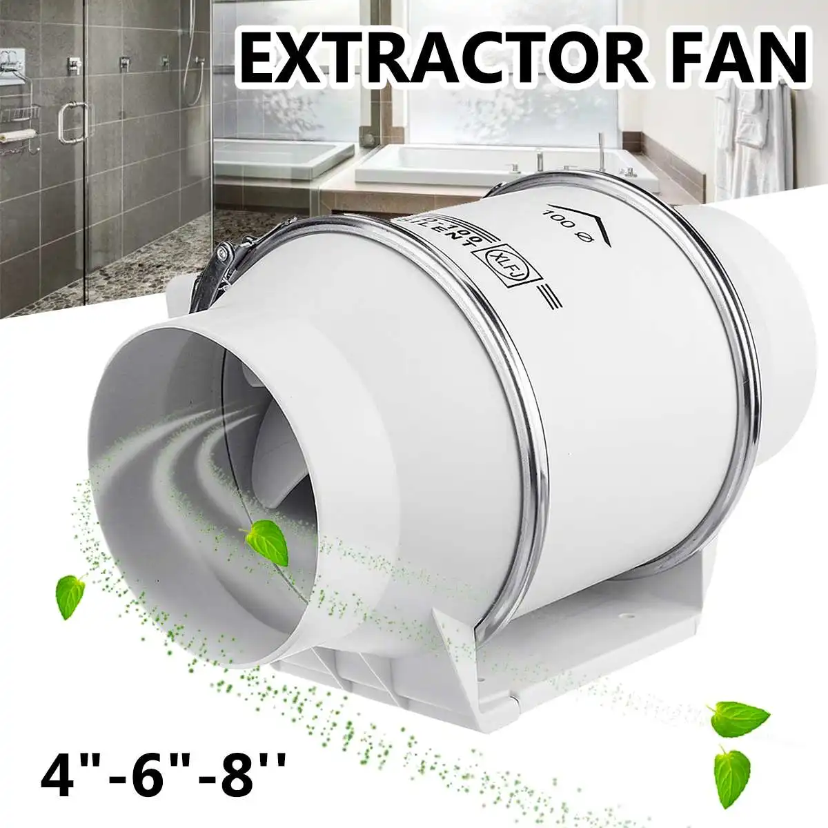 

4 6 8 inch ABS Exhaust Fan Bathroom 220V Home Silent Inline Pipe Duct Fan Extractor Ventilation Kitchen Toilet Wall Air Cleaner