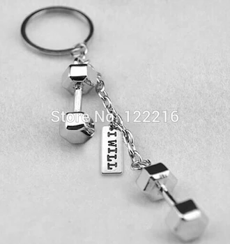 

30pcs a lot antique silver color beauty dumbbell with I WILL sports Gym Key chain(K100522)