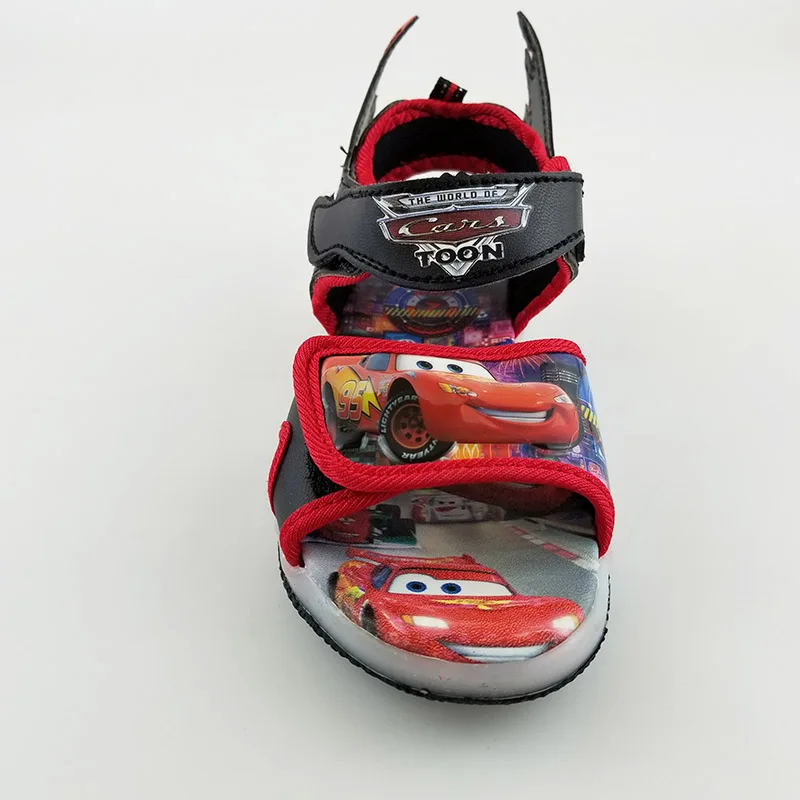 Г.; сандалии для мальчиков с мультяшными автомобилями; Светодиодный светильник; мягкая детская пляжная обувь; европейские размеры 26-30