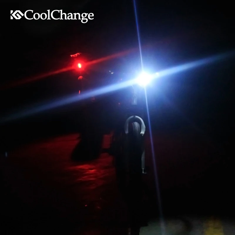 Flash Deal Cycling CoolChange Mountain Bike Headlight Taillight Road Bike Riding Equipment Accessories USB Charging Bicycle Warning Lights 2