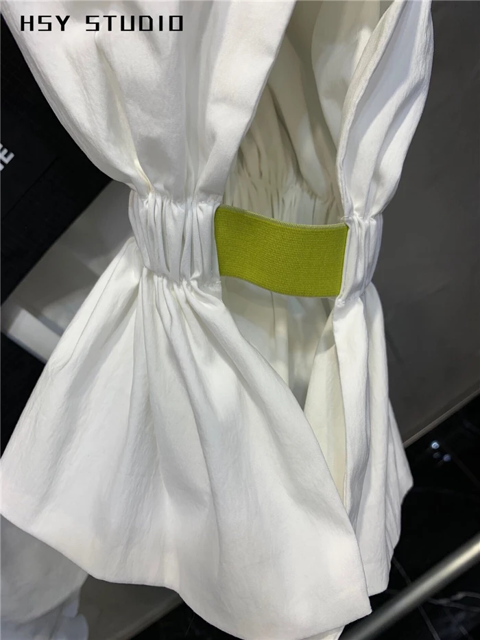 【HSY studo】2019 осень новый тренд ruched мыть легко расслабленная женская блузка с