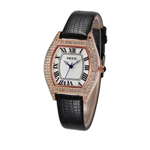 Kezzi marque femmes bracelet en cuir montres rétro strass romaine cadran robe montre dames imperméables Quartz montre relogio feminino