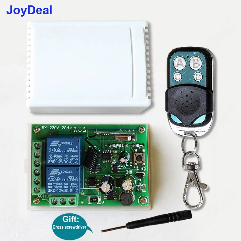 

433 Mhz Universal 220V 2CH Wireless Remote Control Switch Relay Receiver Module 433Mhz RF 4 Button Remote Controls Light Switch