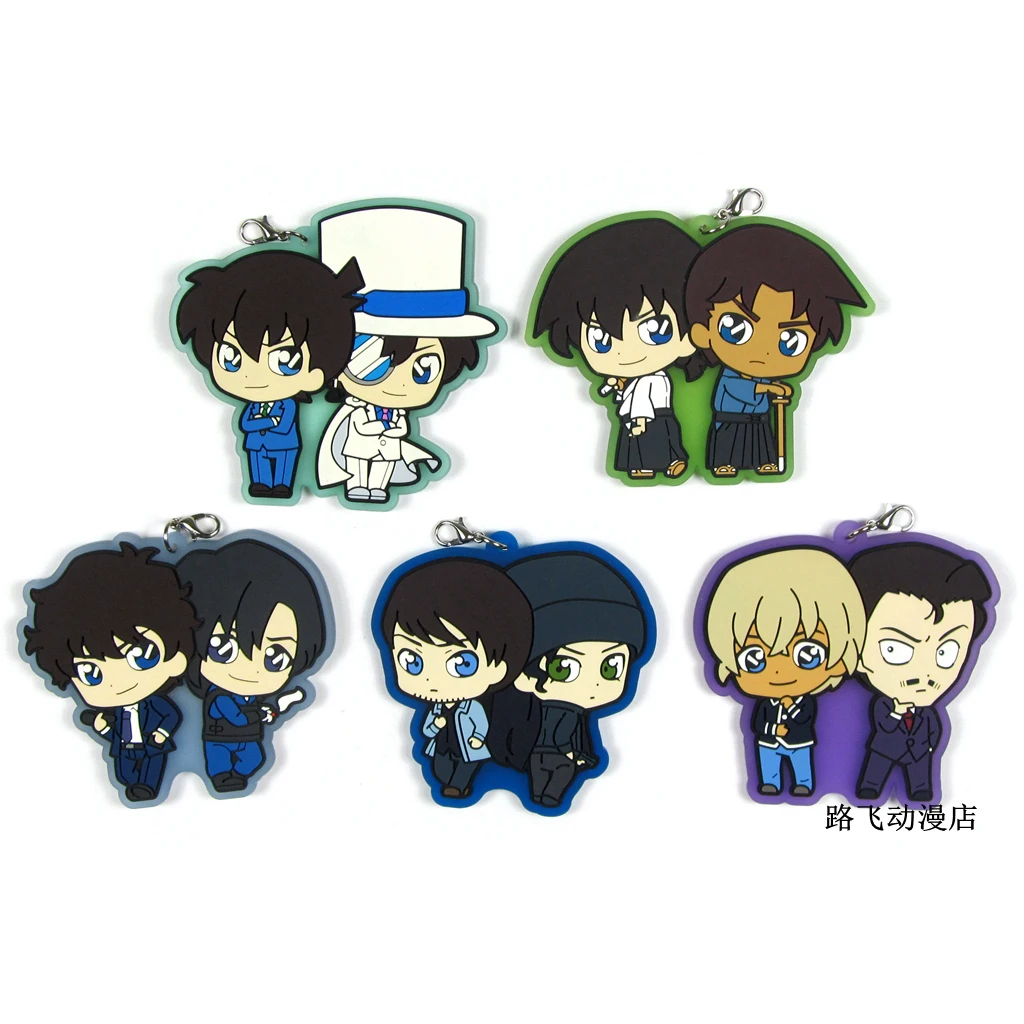 

Detective Conan Kaitou Kiddo Conan Edogawa Kudou Shinichi Rachel Moore Action Figure Anime Rubber Keychain Pendant Gifts 6cm