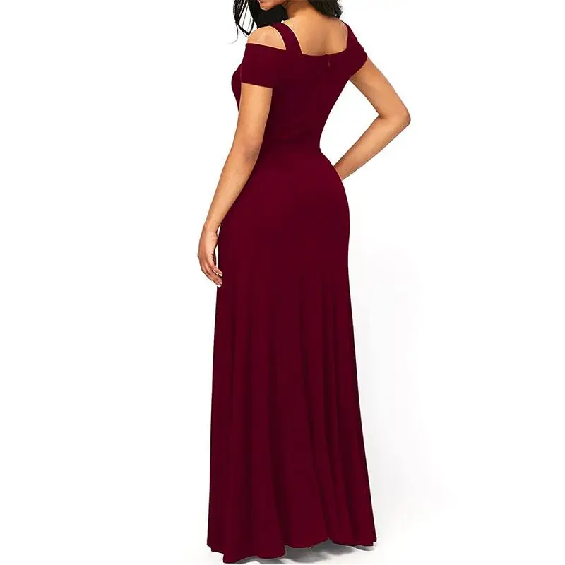 SEBOWEL 2017 Autumn Cold Shoulder Vintage Maxi Dress Women Elegant Floor Long Party Dress High Split Flare Dresses (12)